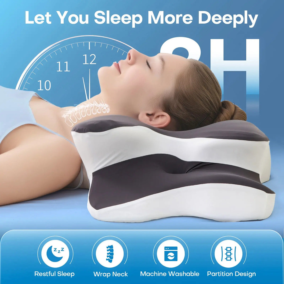 Ultimate Comfort: Ergonomic Double-Sided Neck Pillow with Cooling Cover and Extra-Large Armrest for All Sleep Positions