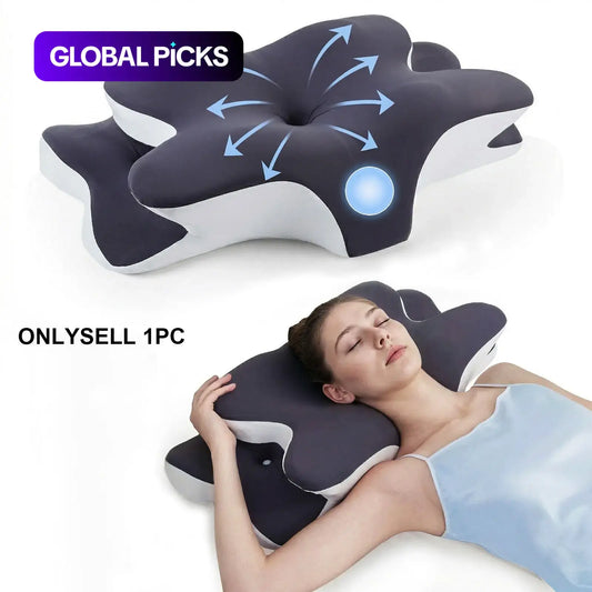 Ultimate Comfort: Ergonomic Double-Sided Neck Pillow with Cooling Cover and Extra-Large Armrest for All Sleep Positions