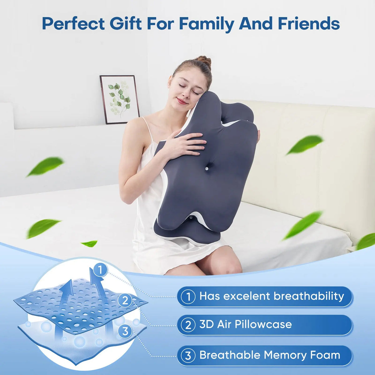 Ultimate Comfort: Ergonomic Double-Sided Neck Pillow with Cooling Cover and Extra-Large Armrest for All Sleep Positions