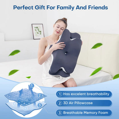 Ultimate Comfort: Ergonomic Double-Sided Neck Pillow with Cooling Cover and Extra-Large Armrest for All Sleep Positions