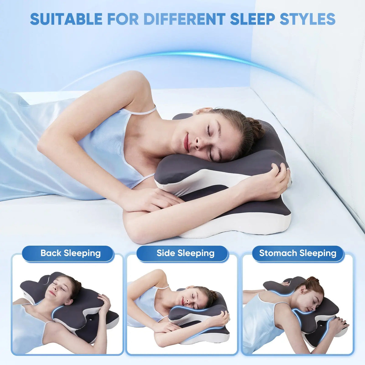 Ultimate Comfort: Ergonomic Double-Sided Neck Pillow with Cooling Cover and Extra-Large Armrest for All Sleep Positions