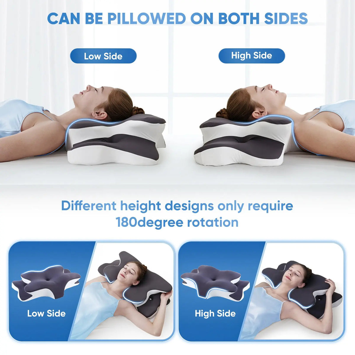 Ultimate Comfort: Ergonomic Double-Sided Neck Pillow with Cooling Cover and Extra-Large Armrest for All Sleep Positions