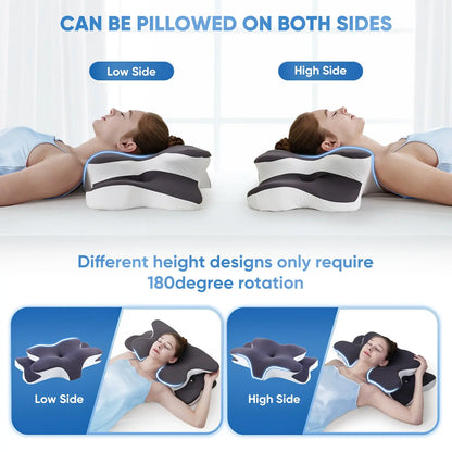 Ultimate Comfort: Ergonomic Double-Sided Neck Pillow with Cooling Cover and Extra-Large Armrest for All Sleep Positions
